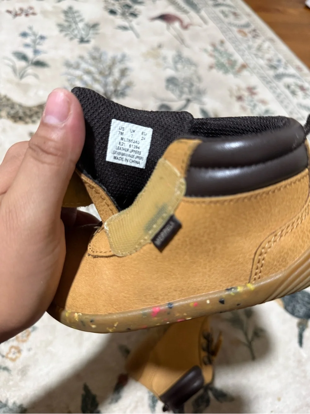 Merrel Kids Tan Lace-Up Leather Boots - Durable Outdoor Style 7